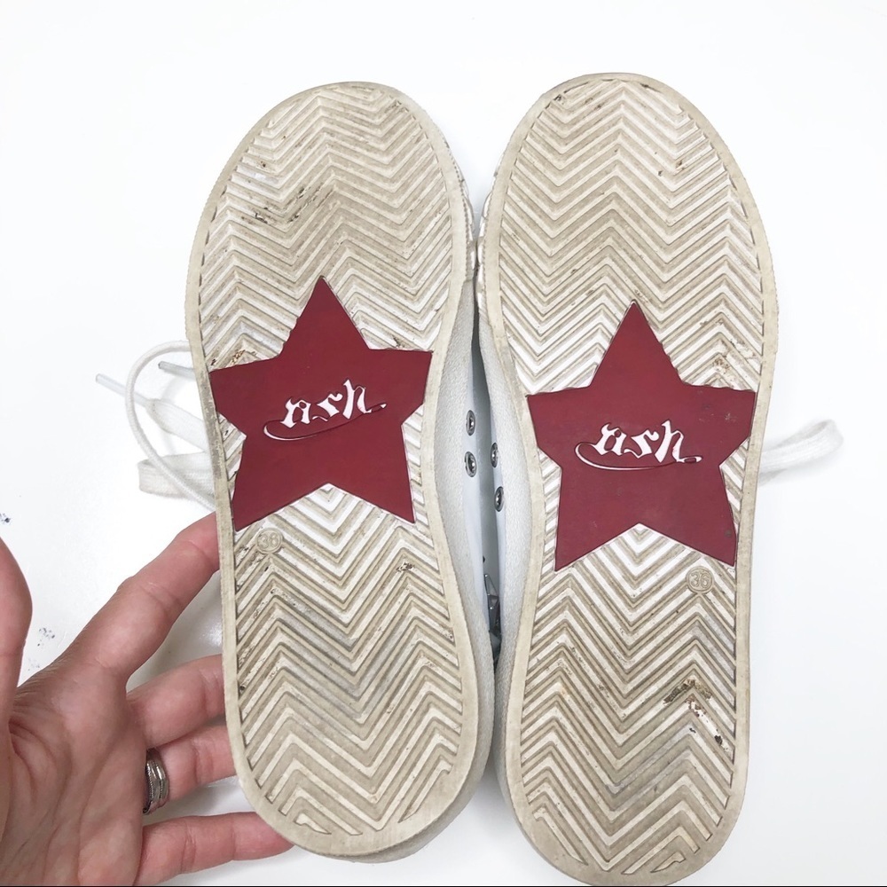 Ash Dazed Studded Leather Fashion Sneakers White Silver Star Low Top EU 36 US 6 - Picture 7 of 8